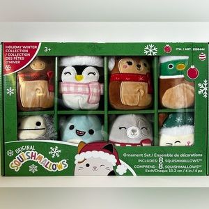 Brand New Sealed 8 Pack Squish Mallows Holiday Set Christmas Ornament